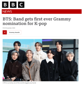 BTS First Korean Pop Band to be Grammy Nominated